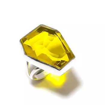 Подарочное кольцо ручной работы из стерлингового серебра 925 пробы с натуральным цитрином, размер 6 v8J07