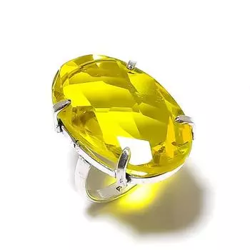 Подарочное кольцо ручной работы из стерлингового серебра 925 пробы с натуральным цитрином, размер 6 U1P46