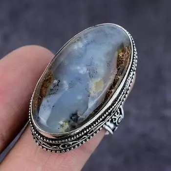 Подарочное кольцо ручной работы из стерлингового серебра 925 пробы с натуральным болдер опалом S.10 e7K70