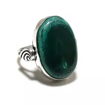 Подарочное кольцо ручной работы из стерлингового серебра 925 пробы с натуральным малахитом, размер 7 M3D39