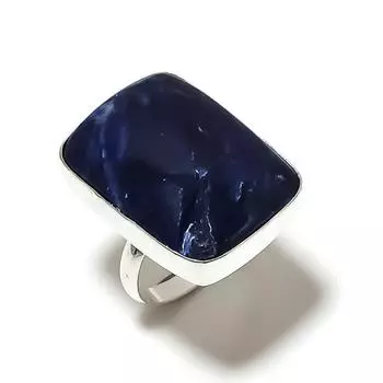 Подарочное кольцо ручной работы из стерлингового серебра 925 пробы с натуральным драгоценным камнем содалитом, размер 9 a1N95