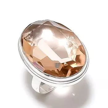 Подарочное кольцо ручной работы из стерлингового серебра 925 пробы с натуральным морганитом, размер 6,5 Z4r15