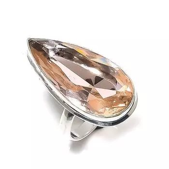 Подарочное кольцо ручной работы из стерлингового серебра 925 пробы с натуральным морганитом, размер 7,5 u9K16