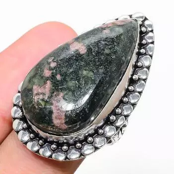 Подарочное кольцо ручной работы из стерлингового серебра 925 пробы с натуральным эвдиалитом, размер 7 m6H03