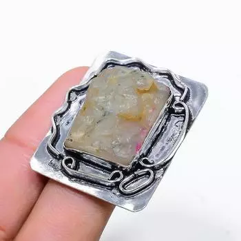 Подарочное кольцо ручной работы из стерлингового серебра 925 пробы с натуральным драгоценным камнем пренитом, размер 8 D8O05