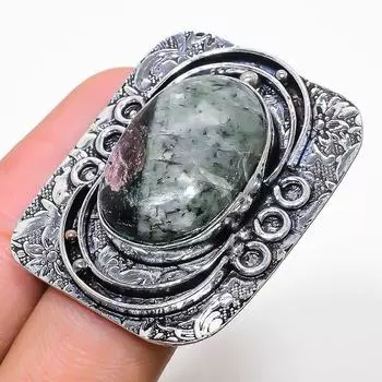 Подарочное кольцо ручной работы из стерлингового серебра 925 пробы с натуральным драгоценным камнем эвдиалитом, размер 9 U1g85