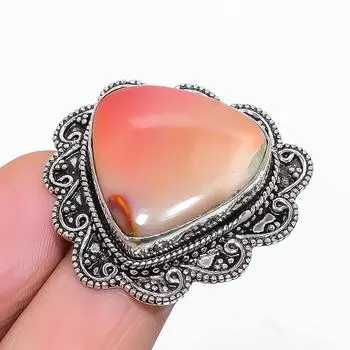 Подарочное кольцо ручной работы из стерлингового серебра 925 пробы с натуральным драгоценным камнем Мукаит, размер 6,5, A4p67