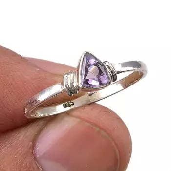 Подарочное кольцо ручной работы из стерлингового серебра 925 пробы с натуральным розовым аметистом S.10 e8p30