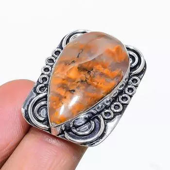 Подарочное кольцо ручной работы из стерлингового серебра 925 пробы с натуральным агатом, размер 7 I4u52