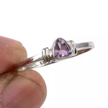 Подарочное кольцо ручной работы из стерлингового серебра 925 пробы с натуральным розовым аметистом S.9 l1l40