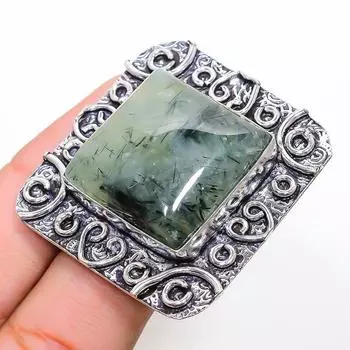 Подарочное кольцо ручной работы из стерлингового серебра 925 пробы с натуральным драгоценным камнем пренитом, размер 10 w8N19