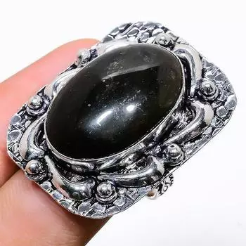 Подарочное кольцо ручной работы из стерлингового серебра 925 пробы с натуральным драгоценным камнем нууммит, размер 7 q8c47