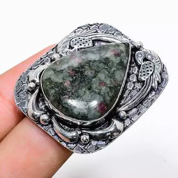 Подарочное кольцо ручной работы из стерлингового серебра 925 пробы с натуральным драгоценным камнем эвдиалитом, размер 8 E2L72