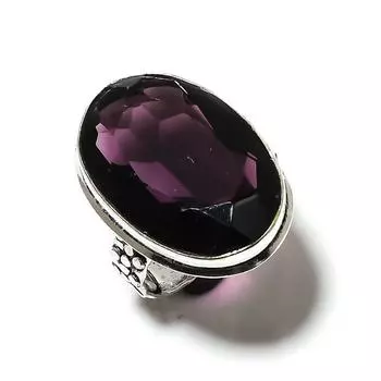 Подарочное кольцо ручной работы из стерлингового серебра 925 пробы с натуральным аметистом, размер 8 a0S53