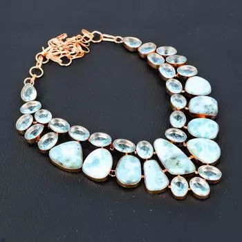 Подарочное колье Natural Republic Larimar, медь с драгоценными камнями голубой топаз, 18 дюймов, U7j98