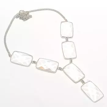 Подарочное ожерелье из натурального белого топаза ручной работы из стерлингового серебра 925 пробы 18 дюймов P0o62