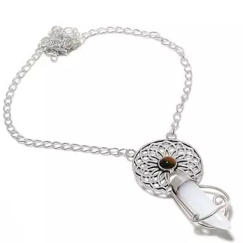 Подарочное ожерелье из натурального белого кружевного агата из стерлингового серебра 925 пробы 18 дюймов w0g54