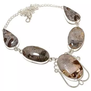 Подарочное ожерелье из натурального грязевого камня, ископаемого драгоценного камня, стерлингового серебра 925 пробы, 18 дюймов, Y2U44