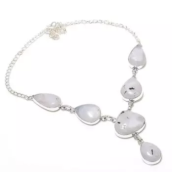 Подарочное ожерелье из натурального радужного лунного камня 925 пробы из стерлингового серебра 18 дюймов K2D83