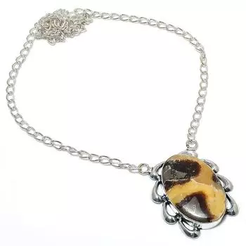 Подарочное ожерелье из натурального септарского камня из стерлингового серебра 925 пробы 18 дюймов P8T37