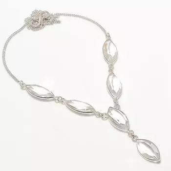 Подарочное ожерелье из серебра 925 пробы с натуральным белым топазом, 18 дюймов I9Z62