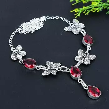 Подарочное ожерелье из стерлингового серебра 925 пробы с натуральным мозамбикским гранатом 18 дюймов U7V23