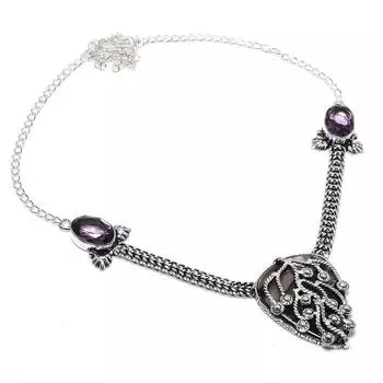 Подарочное ожерелье из стерлингового серебра 925 пробы с натуральным полуночным обсидианом 18 дюймов c7W30