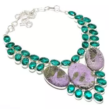 Подарочное ожерелье из стерлингового серебра 925 пробы с натуральным пурпуритом и турмалином 18 дюймов O0j74