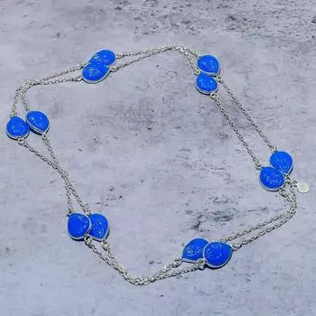 Подарочное ожерелье из стерлингового серебра 925 пробы с натуральным аква-халцедоном, 18 дюймов, y7n81