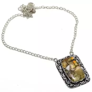 Подарочное ожерелье из стерлингового серебра 925 пробы с натуральным яшмом, 18 дюймов, U2s14