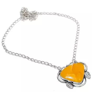 Подарочное ожерелье из стерлингового серебра 925 пробы с натуральным желтым флюоритом 18 дюймов T7Z45