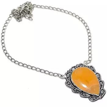 Подарочное ожерелье из стерлингового серебра 925 пробы с натуральным желтым флюоритом 18 дюймов J5D15