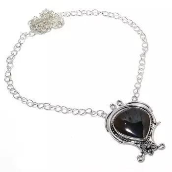 Подарочное ожерелье из стерлингового серебра 925 пробы с натуральным железным тигровым глазом, 18 дюймов, N8Y29