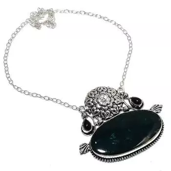 Подарочное ожерелье из стерлингового серебра 925 пробы с натуральным кровавым камнем и ониксом, 18 дюймов p4M42