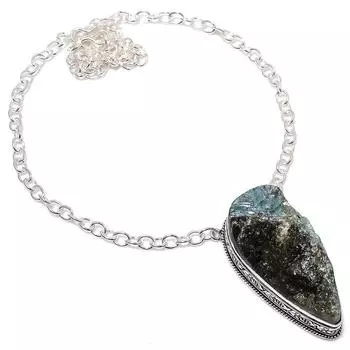 Подарочное ожерелье из стерлингового серебра 925 пробы с натуральным лабрадоритом, грубый драгоценный камень, 18 дюймов w0Q80
