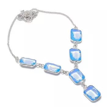 Подарочное ожерелье ручной работы из стерлингового серебра 925 пробы с натуральным молочным опалом 18 дюймов r1a77