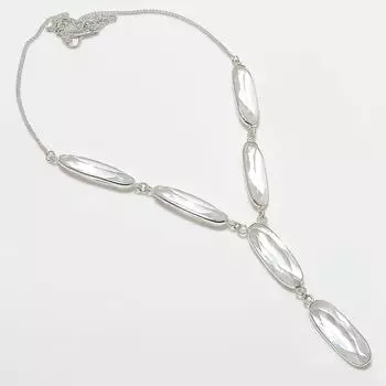 Подарочное ожерелье ручной работы из стерлингового серебра 925 пробы с натуральным белым топазом 18 дюймов V0z31