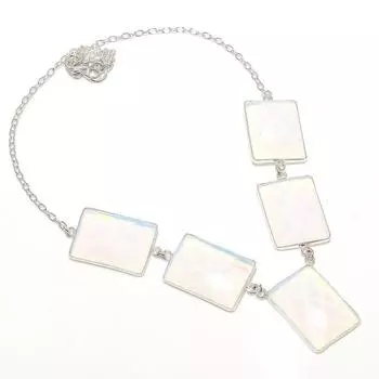 Подарочное ожерелье ручной работы из стерлингового серебра 925 пробы с натуральным белым топазом 18 дюймов g4M51