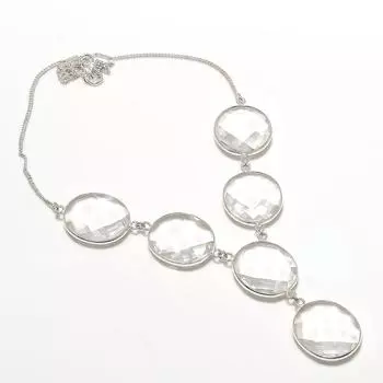 Подарочное ожерелье ручной работы из стерлингового серебра 925 пробы с натуральным белым топазом 18 дюймов r5L03