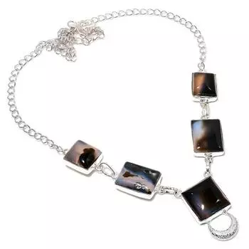 Подарочное ожерелье ручной работы из стерлингового серебра 925 пробы с натуральным сардом, ониксом, 18 дюймов, Y5G43