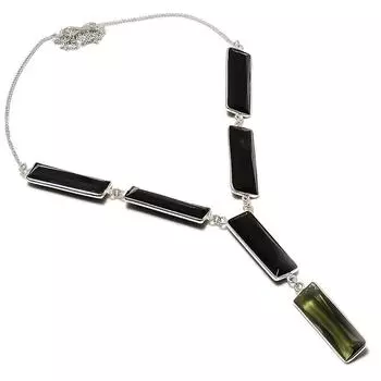 Подарочное ожерелье ручной работы из стерлингового серебра 925 пробы с натуральным оливковым топазом 18 дюймов Z0N00