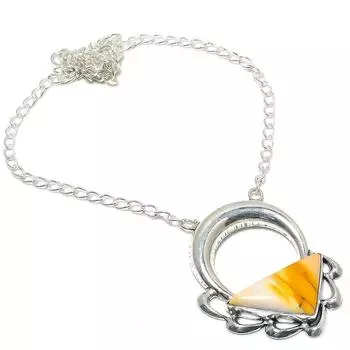 Подарочное ожерелье ручной работы из стерлингового серебра 925 пробы с натуральным драгоценным камнем Мукаит 18 дюймов p5S17