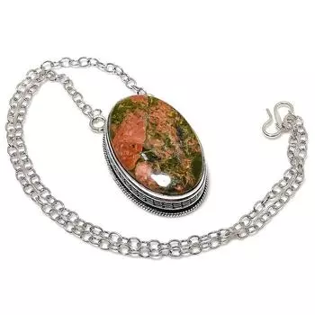 Подарочное ожерелье ручной работы из стерлингового серебра 925 пробы с натуральным драгоценным камнем унакитом 20 дюймов K1B57