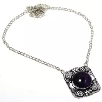 Подарочное ожерелье ручной работы из стерлингового серебра 925 пробы с натуральным аметистом 36 дюймов S0J92