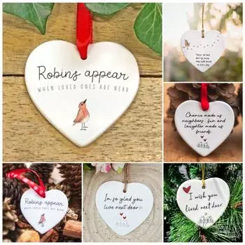 Подарочное украшение для сестры, я желаю, чтобы вы жили по соседству, керамический дизайн в форме сердца, устойчивый к выцветанию подвесной кулон E