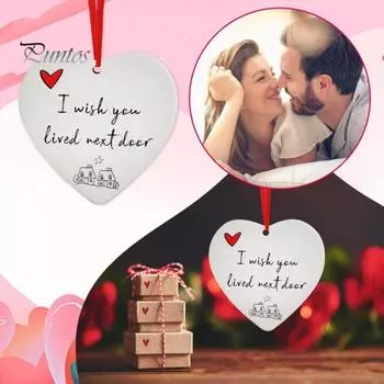 Подарочное украшение для сестры, я желаю, чтобы вы жили по соседству, керамический дизайн в форме сердца, устойчивый к выцветанию подвесной кулон