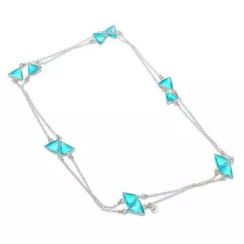 Подарочное ювелирное ожерелье из серебра 925 пробы с голубым топазом ручной работы 36 дюймов y7A87