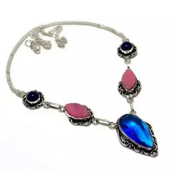 Подарочное ювелирное ожерелье Swissblue с топазом и гемеморфитом, друзами, 18 дюймов 18 синий