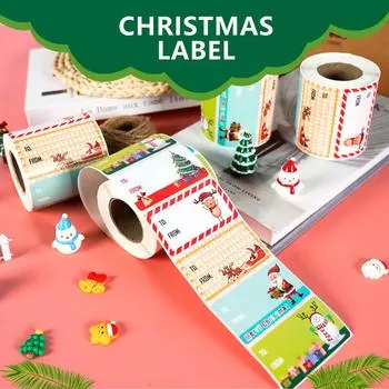 Подарочные бирки - 500 наклеек, рождественские подарочные бирки, рождественские подарочные наклейки, самоклеящиеся рождественские бирки, оберточная бумага Санта-Клауса, праздничные украшения