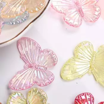 Подарочные бусины-бабочки, 50 шт., модные ювелирные аксессуары, изготовление браслетов для ожерелья, сделай сам, материал ручной работы, лазерный красочный